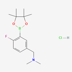 {[4-Fluoro-3-(tetramethyl-1,3,2-dioxaborolan-2-yl)phenyl]methyl}dimethylamine hydrochloride