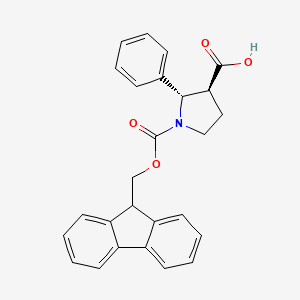 molecular formula C26H23NO4 B8016950 (2S,3S)-1-(((9H-fluoren-9-yl)methoxy)carbonyl)-2-phenylpyrrolidine-3-carboxylic acid 