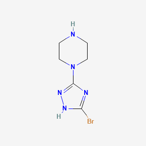 molecular formula C6H10BrN5 B8017347 1-(5-bromo-1H-1,2,4-triazol-3-yl)piperazine 