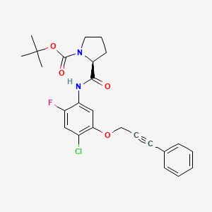 molecular formula C25H26ClFN2O4 B8017396 (S)-Tert-butyl 2-((4-chloro-2-fluoro-5-((3-phenylprop-2-YN-1-YL)oxy)phenyl)carbamoyl)pyrrolidine-1-carboxylate 