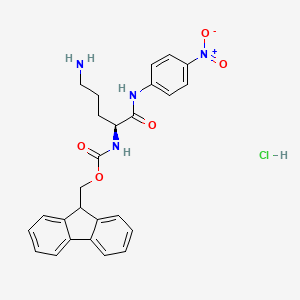 molecular formula C26H27ClN4O5 B8017420 9H-fluoren-9-ylmethyl N-[(2S)-5-amino-1-(4-nitroanilino)-1-oxopentan-2-yl]carbamate;hydrochloride 