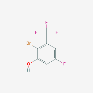 molecular formula C7H3BrF4O B8017526 2-Bromo-5-fluoro-3-(trifluoromethyl)phenol 