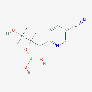 molecular formula C12H17BN2O4 B8017568 [1-(5-Cyanopyridin-2-yl)-3-hydroxy-2,3-dimethylbutan-2-yl]oxyboronic acid 