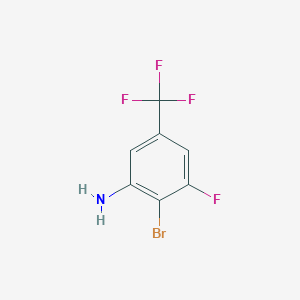 molecular formula C7H4BrF4N B8017600 2-Bromo-3-fluoro-5-(trifluoromethyl)aniline 
