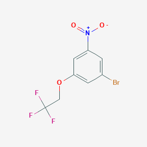 molecular formula C8H5BrF3NO3 B8017671 3-Bromo-5-(2,2,2-trifluoroethoxy)nitrobenzene 