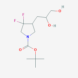 molecular formula C12H21F2NO4 B8017819 tert-butyl 4-(2,3-Dihydroxypropyl)-3,3-difluoropyrrolidine-1-carboxylate 