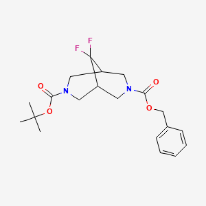 molecular formula C20H26F2N2O4 B8017825 3-Benzyl 7-tert-butyl 9,9-difluoro-3,7-diaza-bicyclo[3.3.1]nonane-3,7-dicarboxylate 