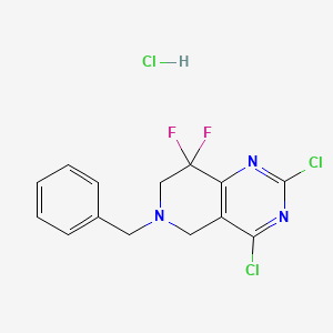 molecular formula C14H12Cl3F2N3 B8017845 6-benzyl-2,4-dichloro-8,8-difluoro-5,6,7,8-tetrahydropyrido[4,3-d]pyrimidine HYDROCHLORIDE 