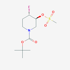 molecular formula C11H20FNO5S B8018011 tert-Butyl (3.4)-trans-4-fluoro-3-(methylsulfonyloxy)piperidine-1-carboxylate racemate 
