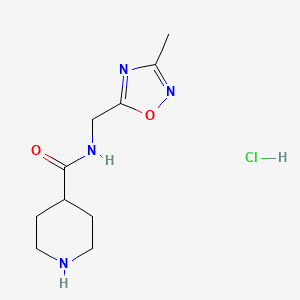 molecular formula C10H17ClN4O2 B8018055 N-[(3-Methyl-1,2,4-oxadiazol-5-YL)methyl]piperidine-4-carboxamide dihydro+ 
