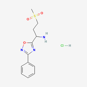 3-(Methylsulfonyl)-1-(3-phenyl-1,2,4-oxadiazol-5-yl)propan-1-amine hydrochloride