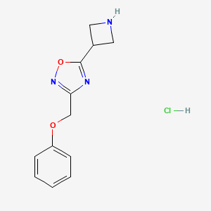 molecular formula C12H14ClN3O2 B8018104 5-(Azetidin-3-yl)-3-(phenoxymethyl)-1,2,4-oxadiazole hydrochloride 