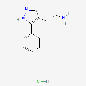 molecular formula C11H14ClN3 B8018148 2-(5-phenyl-1H-pyrazol-4-yl)ethan-1-amine hydrochloride 