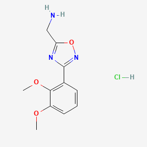 molecular formula C11H14ClN3O3 B8018165 (3-(2,3-Dimethoxyphenyl)-1,2,4-oxadiazol-5-yl)methanamine hydrochloride 