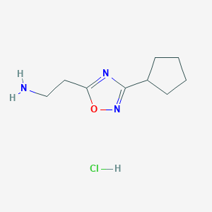 molecular formula C9H16ClN3O B8018174 2-(3-Cyclopentyl-1,2,4-oxadiazol-5-yl)ethanamine hydrochloride 