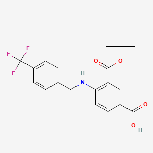 molecular formula C20H20F3NO4 B8018255 3-[(2-Methylpropan-2-yl)oxycarbonyl]-4-[[4-(trifluoromethyl)phenyl]methylamino]benzoic acid 