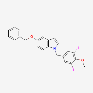 molecular formula C23H19I2NO2 B8018278 1-[(3,5-Diiodo-4-methoxyphenyl)methyl]-5-phenylmethoxyindole 