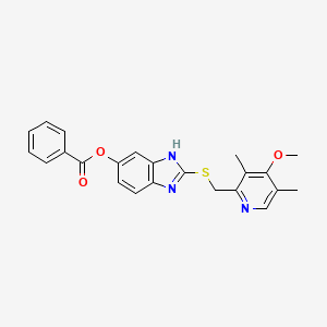 molecular formula C23H21N3O3S B8018282 [2-[(4-methoxy-3,5-dimethylpyridin-2-yl)methylsulfanyl]-3H-benzimidazol-5-yl] benzoate 