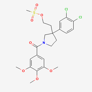 molecular formula C23H27Cl2NO7S B8018285 3-(3,4-Dichlorophenyl)-1-(3,4,5-trimethoxybenzoyl)-3-pyrrolidineethanol methansulfonate 