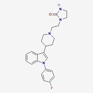 molecular formula C24H27FN4O B8018300 1-(4-Fluorophenyl)-3-[1-[2-(2-oxo-1-imidazolidinyl)ethyl]-4-piperidinyl]-1H-indole 