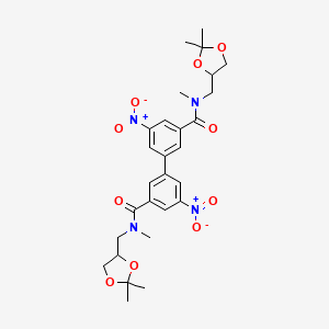molecular formula C28H34N4O10 B8018331 N-[(2,2-dimethyl-1,3-dioxolan-4-yl)methyl]-3-[3-[(2,2-dimethyl-1,3-dioxolan-4-yl)methyl-methylcarbamoyl]-5-nitrophenyl]-N-methyl-5-nitrobenzamide 