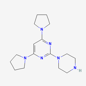 molecular formula C16H26N6 B8018395 2-(1-Piperazinyl)-4,6-bis(pyrrolidino)pyrimidine 