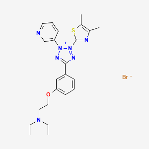 molecular formula C23H28BrN7OS B8018436 2-[3-[2-(4,5-dimethyl-1,3-thiazol-2-yl)-3-pyridin-3-yltetrazol-2-ium-5-yl]phenoxy]-N,N-diethylethanamine;bromide 