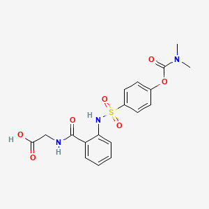 molecular formula C18H19N3O7S B8018475 2-[[2-[[4-(Dimethylcarbamoyloxy)phenyl]sulfonylamino]benzoyl]amino]acetic acid 