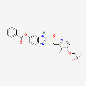 molecular formula C23H18F3N3O4S B8018489 [2-[[3-methyl-4-(2,2,2-trifluoroethoxy)pyridin-2-yl]methylsulfinyl]-3H-benzimidazol-5-yl] benzoate 