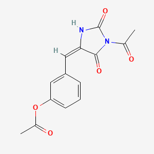 molecular formula C14H12N2O5 B8018534 [3-[(E)-(1-acetyl-2,5-dioxoimidazolidin-4-ylidene)methyl]phenyl] acetate 
