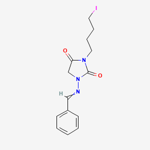 molecular formula C14H16IN3O2 B8018549 1-Phenylmethyleneamino-3-(4-iodobutyl)-2,4-imidazolidinedione 
