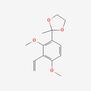 molecular formula C14H18O4 B8018558 2-(3-Ethenyl-2,4-dimethoxyphenyl)-2-methyl-1,3-dioxolane 