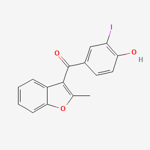molecular formula C16H11IO3 B8018580 (4-Hydroxy-3-iodophenyl)-(2-methyl-1-benzofuran-3-yl)methanone 