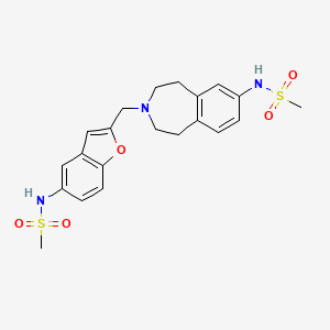 molecular formula C21H25N3O5S2 B8018582 7-Methanesulphonamido-3-(5-methanesulphonamidobenzofur-2-yl-methyl)-1,2,4,5-tetrahydro-3H-3-benzazepine 