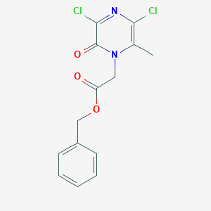 molecular formula C14H12Cl2N2O3 B8018605 Benzyl 2-[3,5-dichloro-2-methyl-6-oxo-1(6H)-pyrazinyl]acetate 