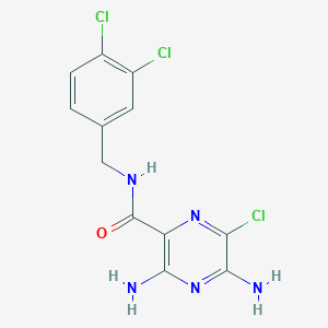molecular formula C12H10Cl3N5O B8018757 3,5-diamino-6-chloro-N-[(3,4-dichlorophenyl)methyl]pyrazine-2-carboxamide 