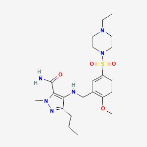 molecular formula C22H34N6O4S B8018770 4-[[5-(4-Ethylpiperazin-1-yl)sulfonyl-2-methoxyphenyl]methylamino]-2-methyl-5-propylpyrazole-3-carboxamide 
