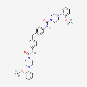 molecular formula C37H42N6O4 B8018809 4-[2-(trideuteriomethoxy)phenyl]-N-[4-[[4-[[4-[2-(trideuteriomethoxy)phenyl]piperazine-1-carbonyl]amino]phenyl]methyl]phenyl]piperazine-1-carboxamide 
