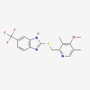 molecular formula C17H16F3N3OS B8018811 2-[[(4-Methoxy-3,5-dimethyl-2-pyridyl)methyl]thio]-5-(trifluoromethyl)benzimidazole 