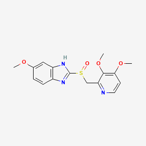 molecular formula C16H17N3O4S B8018847 2-[(3,4-dimethoxypyridin-2-yl)methylsulfinyl]-6-methoxy-1H-benzimidazole 