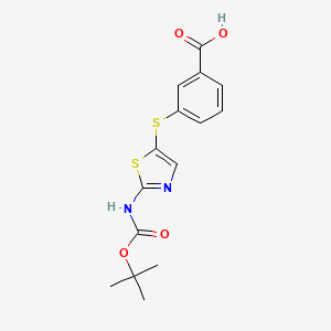 molecular formula C15H16N2O4S2 B8018848 2-Tert-butoxycarbonylamino-5-[(3-carboxyphenyl)thio]thiazole 