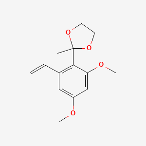 molecular formula C14H18O4 B8018858 2-(2-Ethenyl-4,6-dimethoxyphenyl)-2-methyl-1,3-dioxolane 