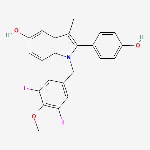 molecular formula C23H19I2NO3 B8018903 1-[(3,5-Diiodo-4-methoxyphenyl)methyl]-2-(4-hydroxyphenyl)-3-methylindol-5-ol 