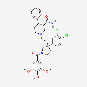 molecular formula C34H39Cl2N3O5 B8019020 1-[2-[3-(3,4-Dichlorophenyl)-1-(3,4,5-trimethoxybenzoyl)pyrrolidin-3-yl]ethyl]-4-phenylpiperidine-3-carboxamide 