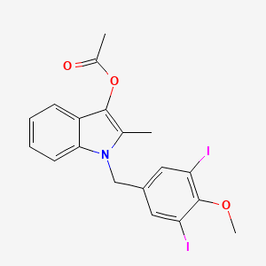 molecular formula C19H17I2NO3 B8019056 [1-[(3,5-Diiodo-4-methoxyphenyl)methyl]-2-methylindol-3-yl] acetate 