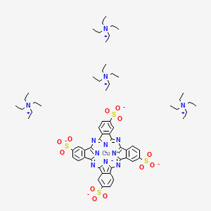 molecular formula C64H92CuN12O12S4 B8019126 Copper;2,11,20,29,37,39-hexaza-38,40-diazanidanonacyclo[28.6.1.13,10.112,19.121,28.04,9.013,18.022,27.031,36]tetraconta-1,3,5,7,9,11,13(18),14,16,19(39),20,22(27),23,25,28,30(37),31(36),32,34-nonadecaene-6,15,24,33-tetrasulfonate;tetraethylazanium 