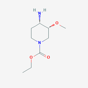 molecular formula C9H18N2O3 B8019145 Ethyl cis-(4-amino-3-methoxypiperidino)formate 