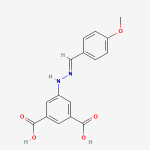 molecular formula C16H14N2O5 B8019213 5-[(2E)-2-[(4-methoxyphenyl)methylidene]hydrazinyl]benzene-1,3-dicarboxylic acid 