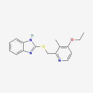 molecular formula C16H17N3OS B8019228 2-[[(3-Methyl-4-ethoxy-2-pyridyl)methyl]thio]-1H-benzimidazole 