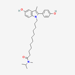 molecular formula C31H44N2O3 B8019232 12-[5-hydroxy-2-(4-hydroxyphenyl)-3-methylindol-1-yl]-N-methyl-N-propan-2-yldodecanamide 